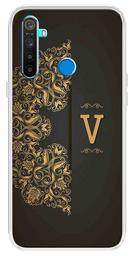 Amazon Brand - Solimo Designer Multicolor Black Pattern Alphabet-V Printed Soft Back Case Mobile Cover for Realme 5 / Realme 5s / Realme 5i / Narzo 10