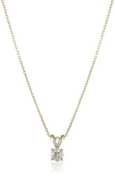 14k Yellow Gold Round-Cut Diamond Solitaire Pendant Necklace (1/2cttw, K-L Color, I1-I2 Clarity), 18