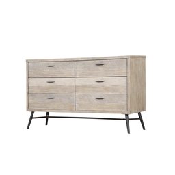 Artum Hill BE6-563 Laurel Dresser, 6-Drawer, Modern Gray