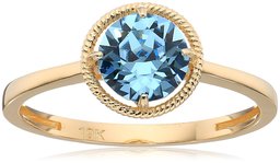 Amazon Collection10k Gold Swarovski Crystal March Birthstone Ring, Size 6