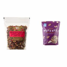 Amazon Brand - Happy Belly Dried Cranberries, Nuts & Pepitas Trail Mix, 42 oz & Happy Belly Deluxe Mixed Nuts, 44 Ounce