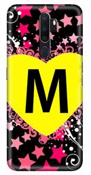 Amazon Brand - Solimo Designer Heart Pattern Alphabet-M 3D Printed Hard Back Case Mobile Cover for Oppo A5 (2020)