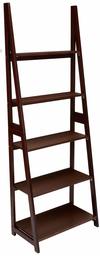 AmazonBasics Modern 5-Tier Ladder Bookshelf Organizer with Solid Rubber Wood Frame, Espresso