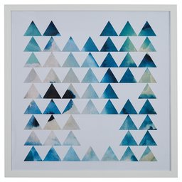 Amazon Brand – Rivet Teal Blue Geometric Modern Print Wall Art in White Frame, 32