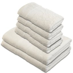 Pinzon - 550gsm Turkish Towel Set (Hand And Bath) - 100% Cotton - Cream, 2 Bath (70x140)+ 4 Hand (50x100)