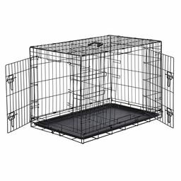 AmazonBasics Double Door Folding Metal Cage Crate For Dog or Puppy - 36 x 23 x 25 Inches