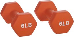 AmazonBasics Neoprene Dumbbell Hand Weights, 6 Pound Each, Orange - Set of 2