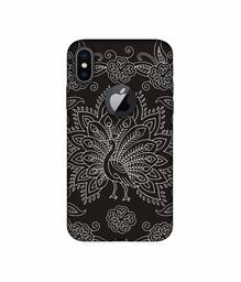 Amazon Brand - Solimo Designer White Peacock Rangoli 3D Printed Hard Back Case Mobile Cover for Apple iPhone X (Logo Cut)