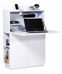 Amazon Brand - Movian Mjøsa 2-Door Space-Saving Secretary Desk with Side Storage Compartments, 80 x 28 x 119cm, White