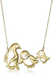 Collar familiar de pingüino de plata de ley, 18 pulgadas,Amarillo