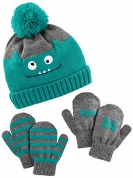 Simple Joys by Carter's Hat and Mitten Set Cold Weather, Green Monster, 12-24 Months