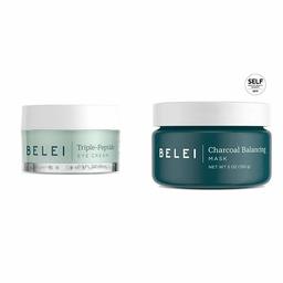 Belei Triple-Peptide Eye Cream, Fragrance Free, Paraben Free, 0.5 Fluid Ounce (15 mL) & Charcoal Balancing Mask, Fragrance Free, Paraben Free, 5 Ounce (150 g)