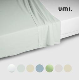 UMI. d'Amazon Drap Plat Simple 100 % Satin de Coton uni, 300 Fils au Pouce carré, Gris Clair