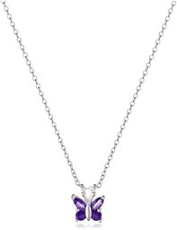 Amazon CollectionPlata de ley Gemstone Collar con Colgante de Mariposa, 45,7Â cm