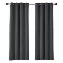 UMI by Amazon Solid Window Treatment Thermal Insulated Bedroom Curtains Soft Blackout Eyelet Curtains for Living Room 46 x 72 Inch Dark Grey 1 Pair