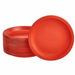 AmazonCommercial Plastic Plate 9 Inch, Red, Pack of 125