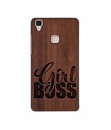 Amazon Brand - Solimo Designer Girl Boss On Wood 3D Printed Hard Back Case Mobile Cover for Vivo V3