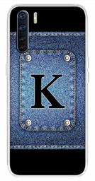 Amazon Brand - Solimo Designer Multicolor Button Jeans Alphabet-K Printed Soft Back Case Mobile Cover for Oppo F15