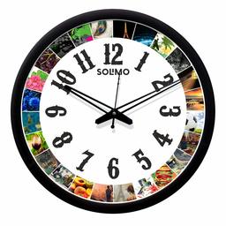 Amazon Brand - Solimo 12-inch Wall Clock - Worlds of Wonder (Silent Movement, Black Frame)