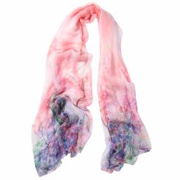 WAMSOFT Women's Summer Chiffon Scarf Fashion Large Sheer Floral Scarves Shawls Air-conditioned Pashmina Shawl Outdoor Scarf Birthday Gift Nude Pink