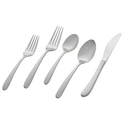 Stone & Beam Traditional Stainless Steel Flatware Set, Service for 4, 20-Piece, Silver with Satin Matte