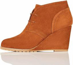 Amazon Brand - find. Lace Up Wedge Bootie Ankle Boots, Brown, US 7