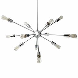 Amazon Brand – Rivet Mid-Century Modern Sputnik Hanging Ceiling Chandelier With 12 Light Bulbs - 35 x 34 Inches, 25 - 61 Inch Cord, Chrome