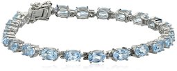 Sky Blue Topaz Oval Cut Tennis Bracelet in Sterling Silver (11.5 cttw)