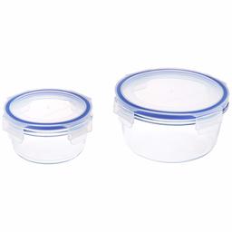 Amazon Brand - Solimo Round Glass Storage Container Set, Set of 2, Transparent