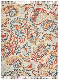 Amazon Brand – Stone & Beam Swirling Paisley Farmhouse Motif Wool Area Rug, 5 x 8 Foot, Multi