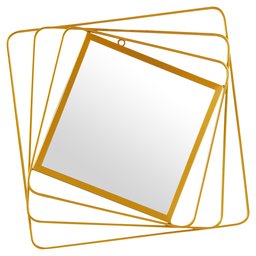 Amazon Brand – Rivet Rotating Metal Hanging Wall Mirror, 18.25 Inch Height, Gold Finish