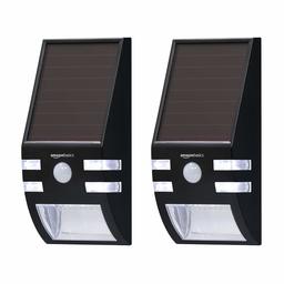 AmazonBasics Solar-Powered Motion Sensor Accent Light for Front Door, Patio, Yard, and Porch - 10 LED, 100 Lumen, 2-Pack