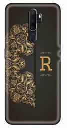 Amazon Brand - Solimo Designer Black Pattern Alphabet-R 3D Printed Hard Back Case Mobile Cover for Oppo A5 (2020)