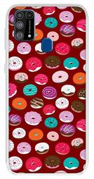 Amazon Brand - Solimo Designer Multicolor Donuts Maroon Pattern Printed Soft Back Case Mobile Cover for Samsung Galaxy M31