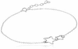 Women's Open Stars 9 Inch With 1 Inch Extender Anklet, Sterling Silver, 10