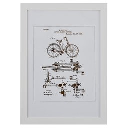 Black and White Vintage Bike Print in White Frame, 15