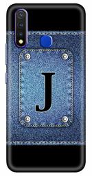 Amazon Brand - Solimo Designer Button Jeans Alphabet-J 3D Printed Hard Back Case Mobile Cover for Vivo Y19 / Vivo U20