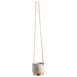 Amazon Brand – Rivet Mid-Century Modern Stoneware Indoor Hanging Planter Flower Pot with Rope, 5.5