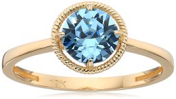 Amazon Collection10k Gold Swarovski Crystal March Birthstone Ring, Size 7