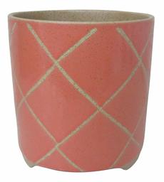 Amazon Brand – Stone & Beam Large Windowpane Footed Stoneware Planter, 9.25