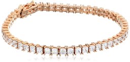 Rose Gold Plated Sterling Silver Princess-Cut Tennis Bracelet made with Swarovski Zirconia (4mm), 7.25