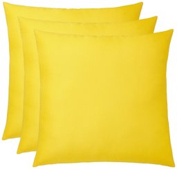 Amazon Brand - Solimo 3-Piece Medium-Sized Cushion Set (16 x16 Inches), Cheery Yellow