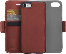 AmazonBasics iPhone 8/7 PU Leather Wallet Detachable Case, Dark Brown