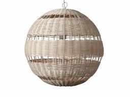 Amazon Brand – Stone & Beam Traditional Woven Globe Pendant Light with White Cloth Cord, 18