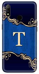 Amazon Brand - Solimo Designer Blue Pattern Alphabet-T 3D Printed Hard Back Case Mobile Cover for Realme 3 / Realme 3i