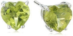 Boucles d'oreilles à tige en or blanc 10 carats avec pierre précieuse en forme de cœur,Vert