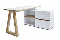 Amazon Brand - Movian Stanberg - Desk with Two Drawers 140 x 110 x 76 cm Core Oak / White Effect