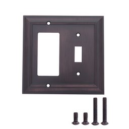 AmazonBasics 2-Gang Toggle and Wall Switch Plate, 2 Pack, Oil Rubbed Bronze