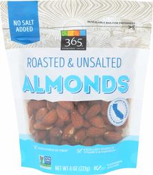 365 Everyday Value, Almonds, Roasted & Unsalted, 8 oz