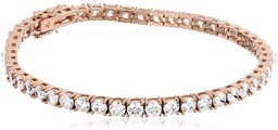 Amazon CollectionRose-Gold-Plated Sterling Silver Swarovski Zirconia Round-Cut Tennis Bracelet, 8